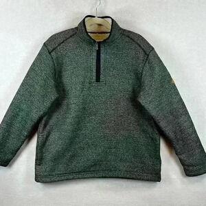 Orvis Men’s 1/4 Zip Sweater Black& White Sherpa-lined Pockets Cozy and Warm